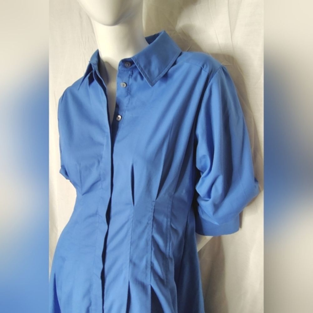 Elie Tahari Megan Markle Button Down French Blue Shirt  Midi Dress Sz 6 - Picture 9 of 16